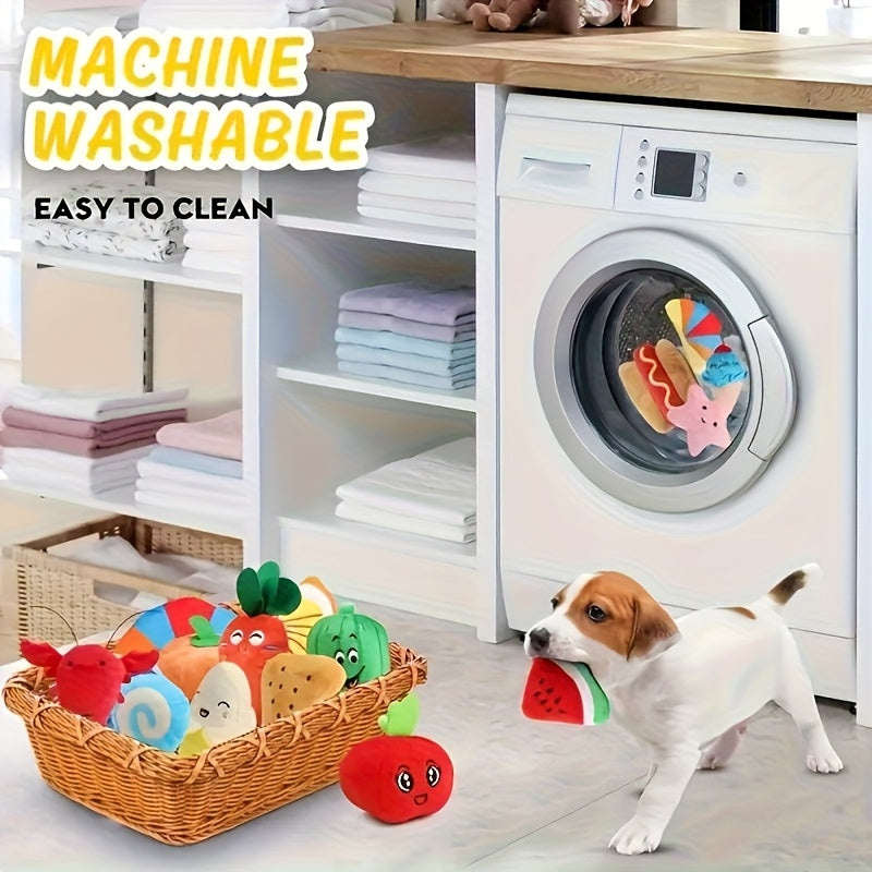 Cartoon Pattern Plush Dog Toy Set