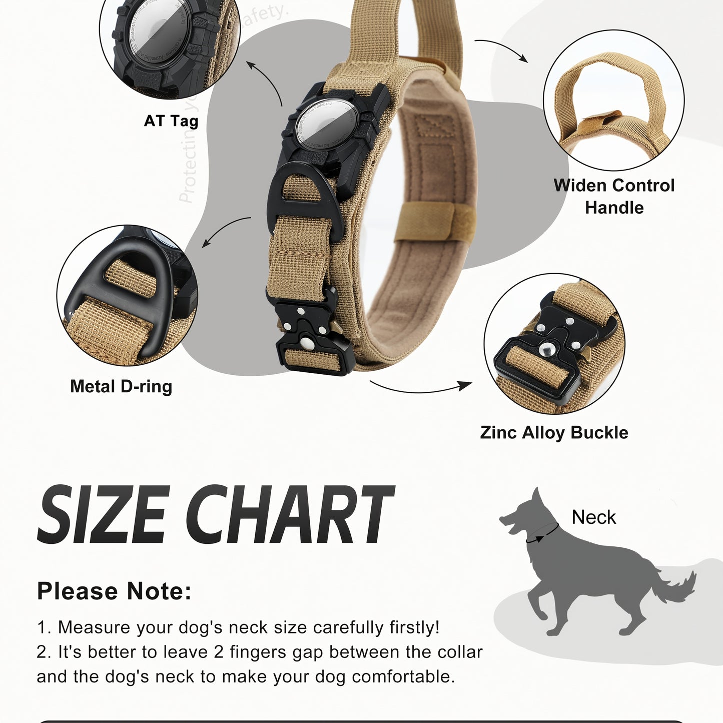 Heavy-Duty Tactical Nylon Dog Collar with GPS Holder