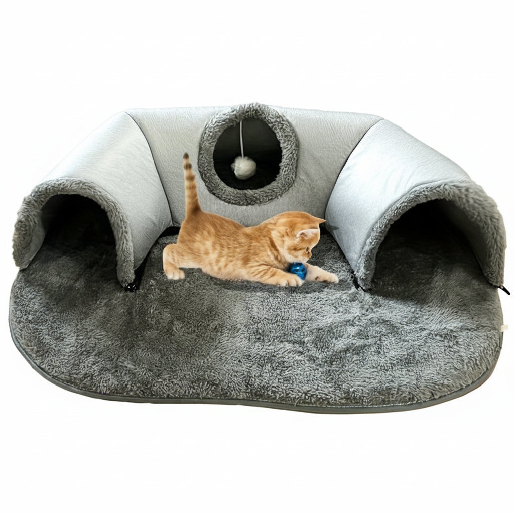 3-in-1 Cat Tunnel Bed & Playhouse
