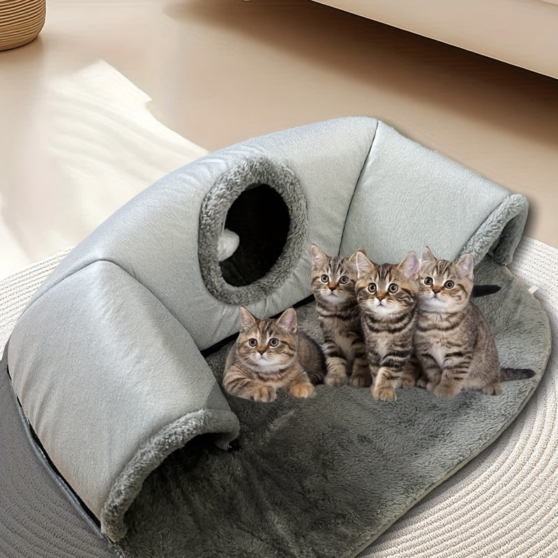 3-in-1 Cat Tunnel Bed & Playhouse
