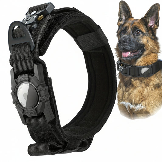 Heavy-Duty Tactical Nylon Dog Collar with GPS Holder