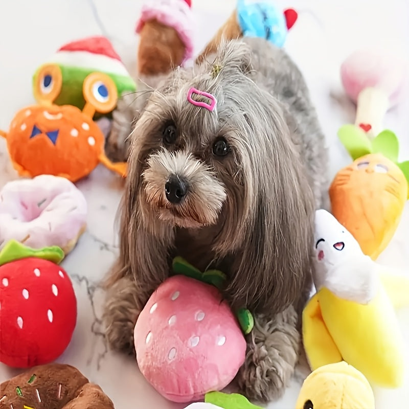 Cartoon Pattern Plush Dog Toy Set