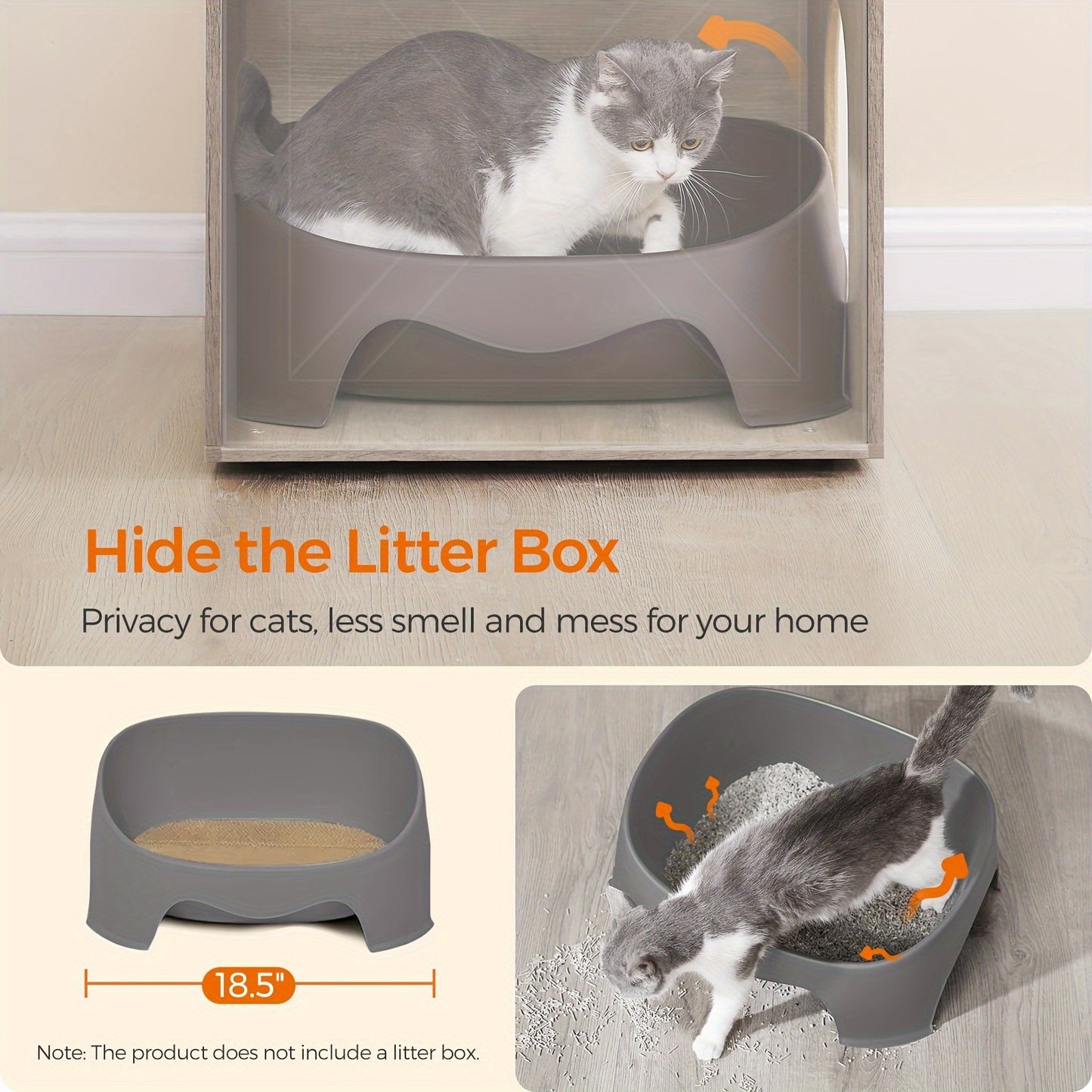 2-in-1 Modern Cat Tree with Litter Box Enclosure