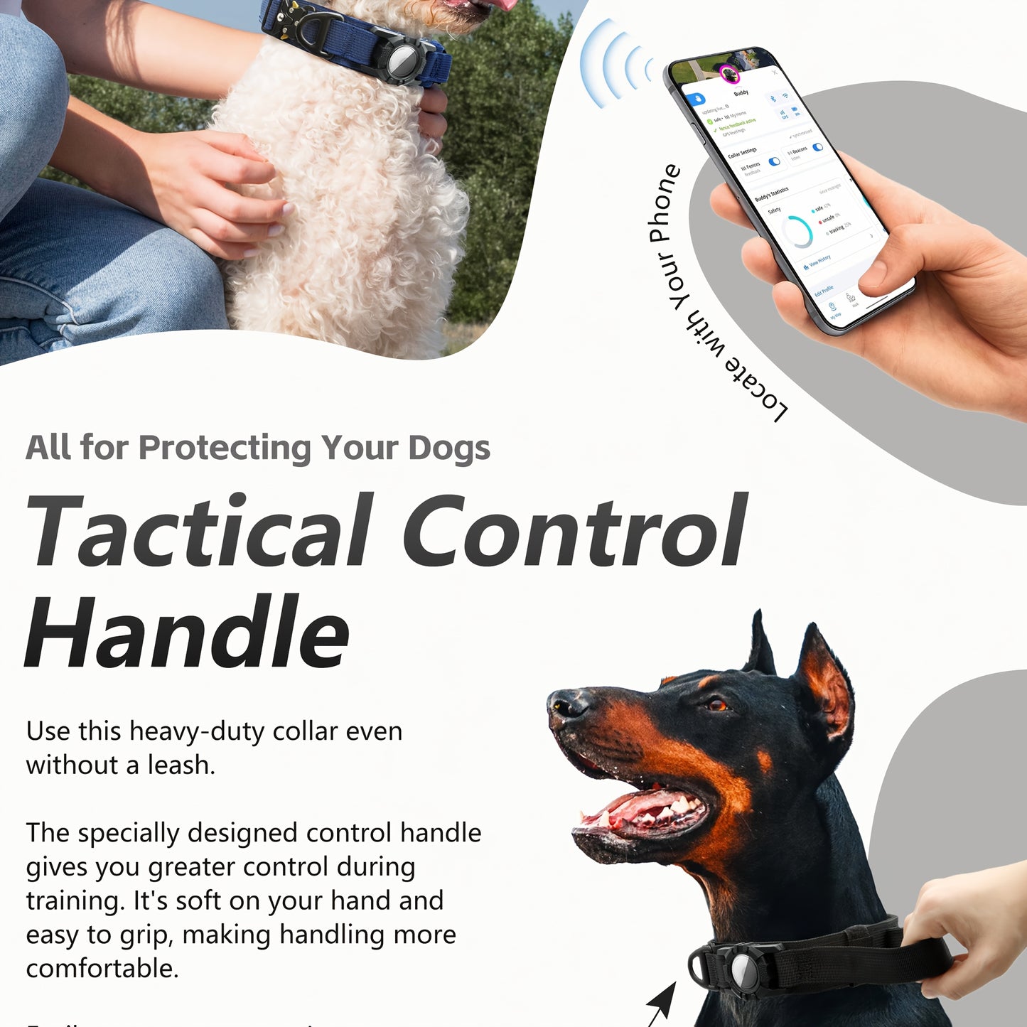 Heavy-Duty Tactical Nylon Dog Collar with GPS Holder