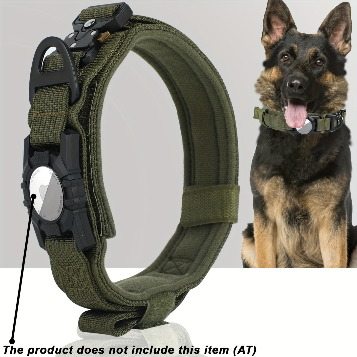 Heavy-Duty Tactical Nylon Dog Collar with GPS Holder