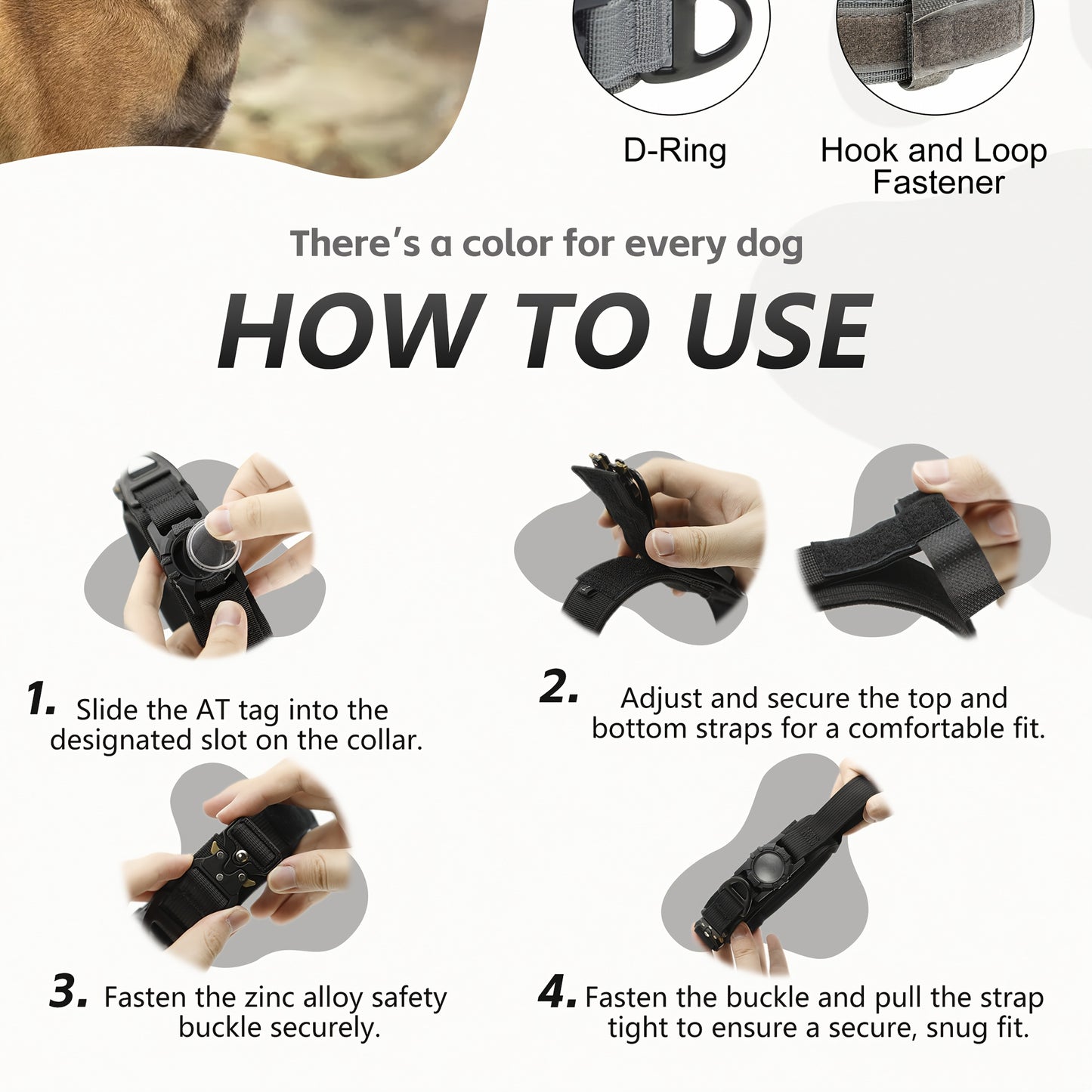 Heavy-Duty Tactical Nylon Dog Collar with GPS Holder