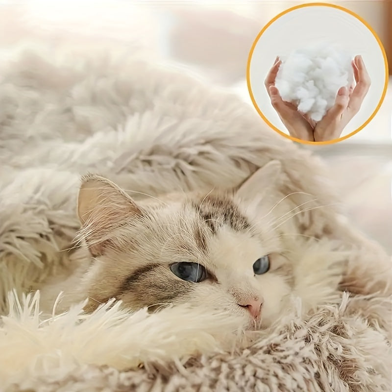 Plush Round Hooded Cat Bed