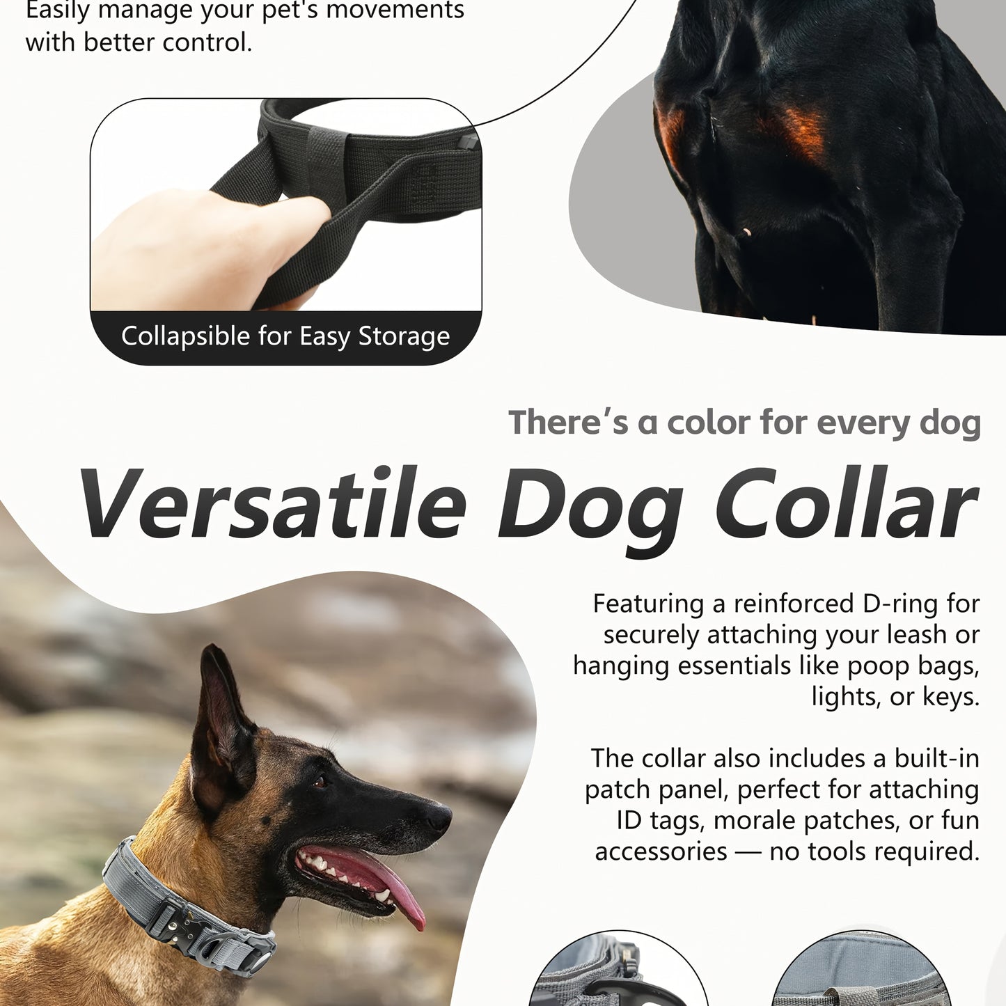 Heavy-Duty Tactical Nylon Dog Collar with GPS Holder