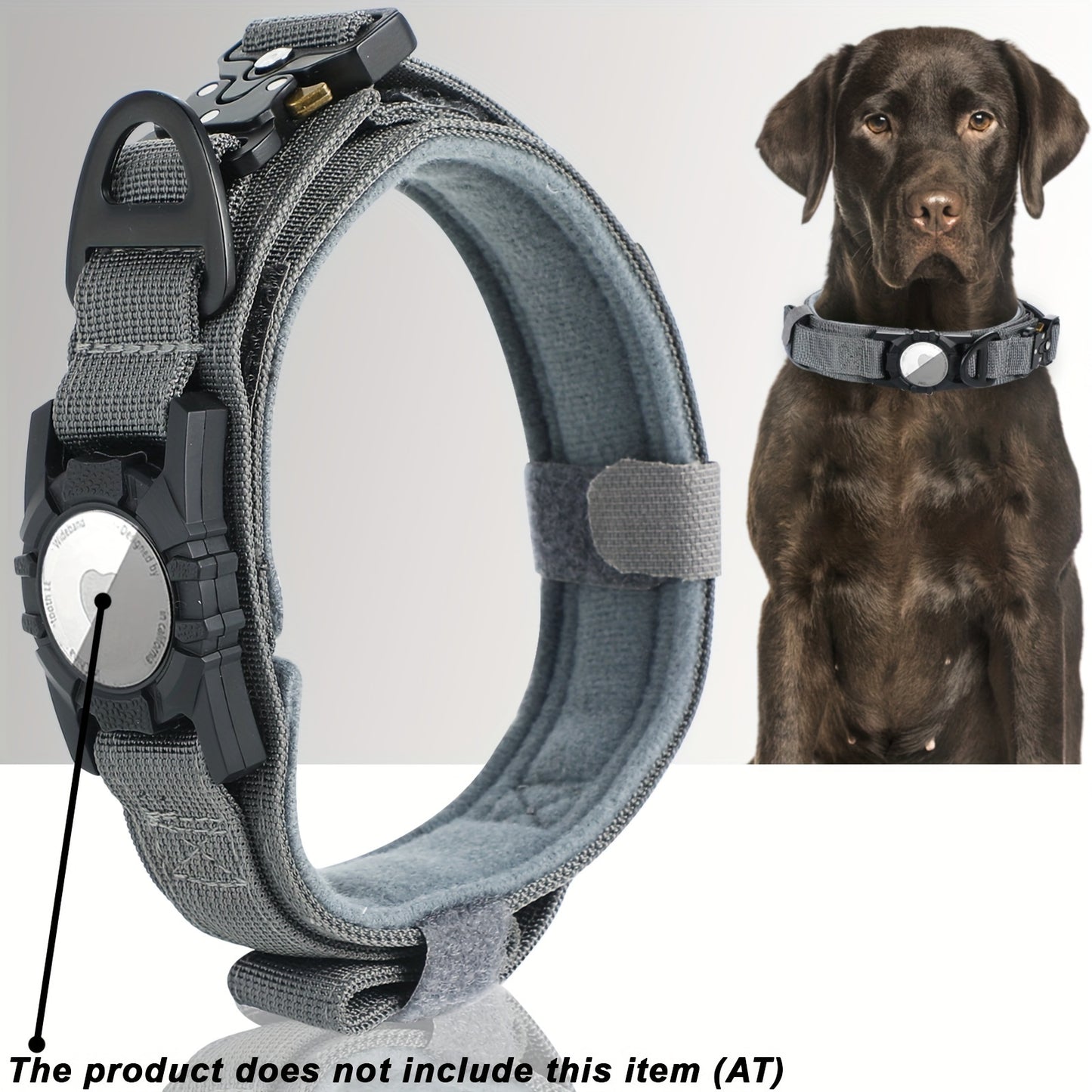 Heavy-Duty Tactical Nylon Dog Collar with GPS Holder