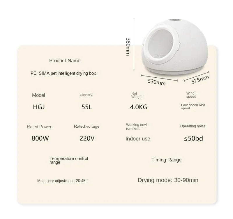 Smart Pet Drying Box Dog and Cat
