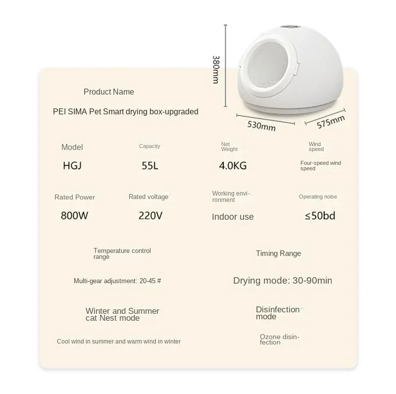 Smart Pet Drying Box Dog and Cat