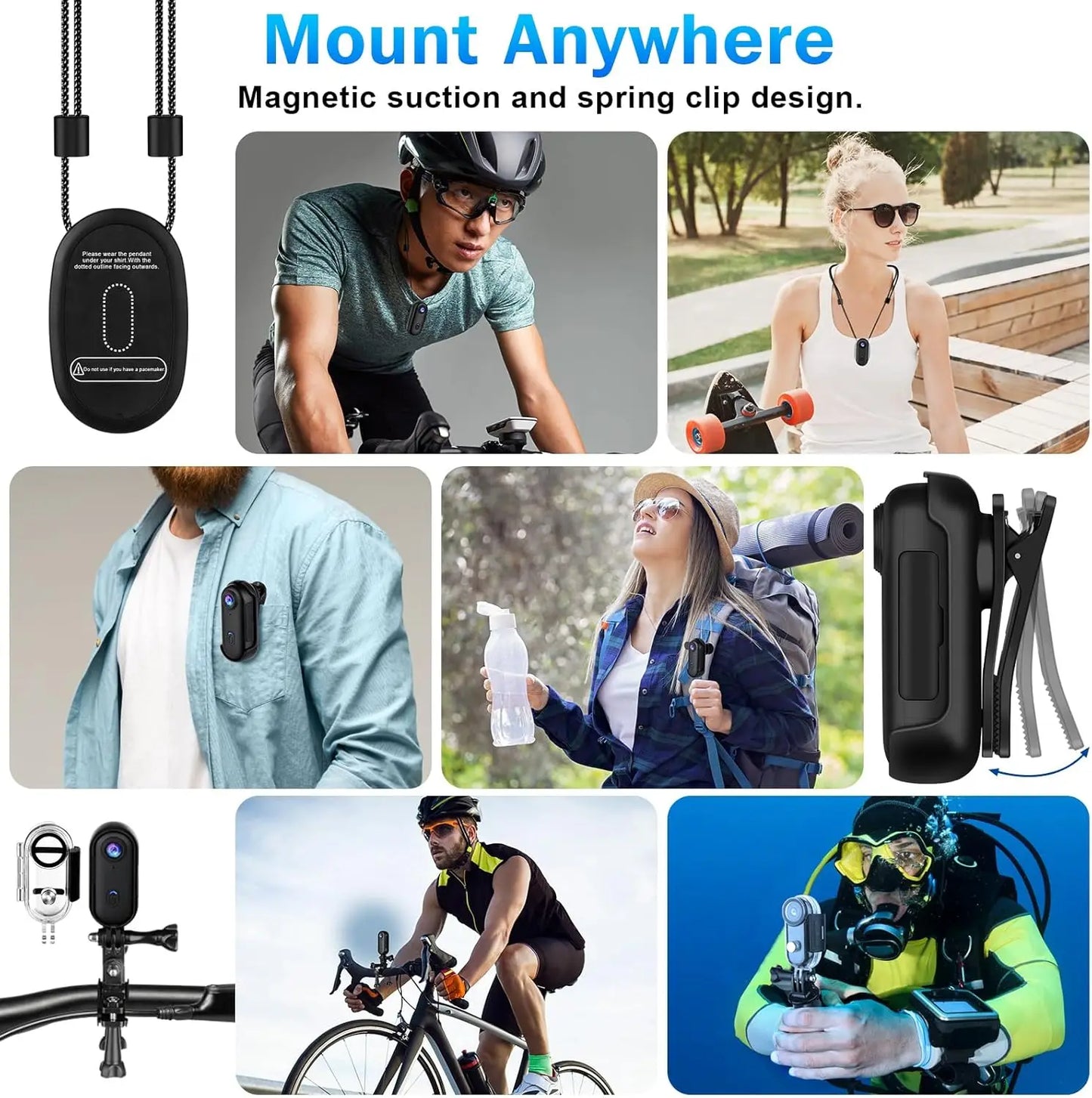 Magnetic Pocket 4K Mini Camera (Pet, Biking, Travel, Vlog, etc.)