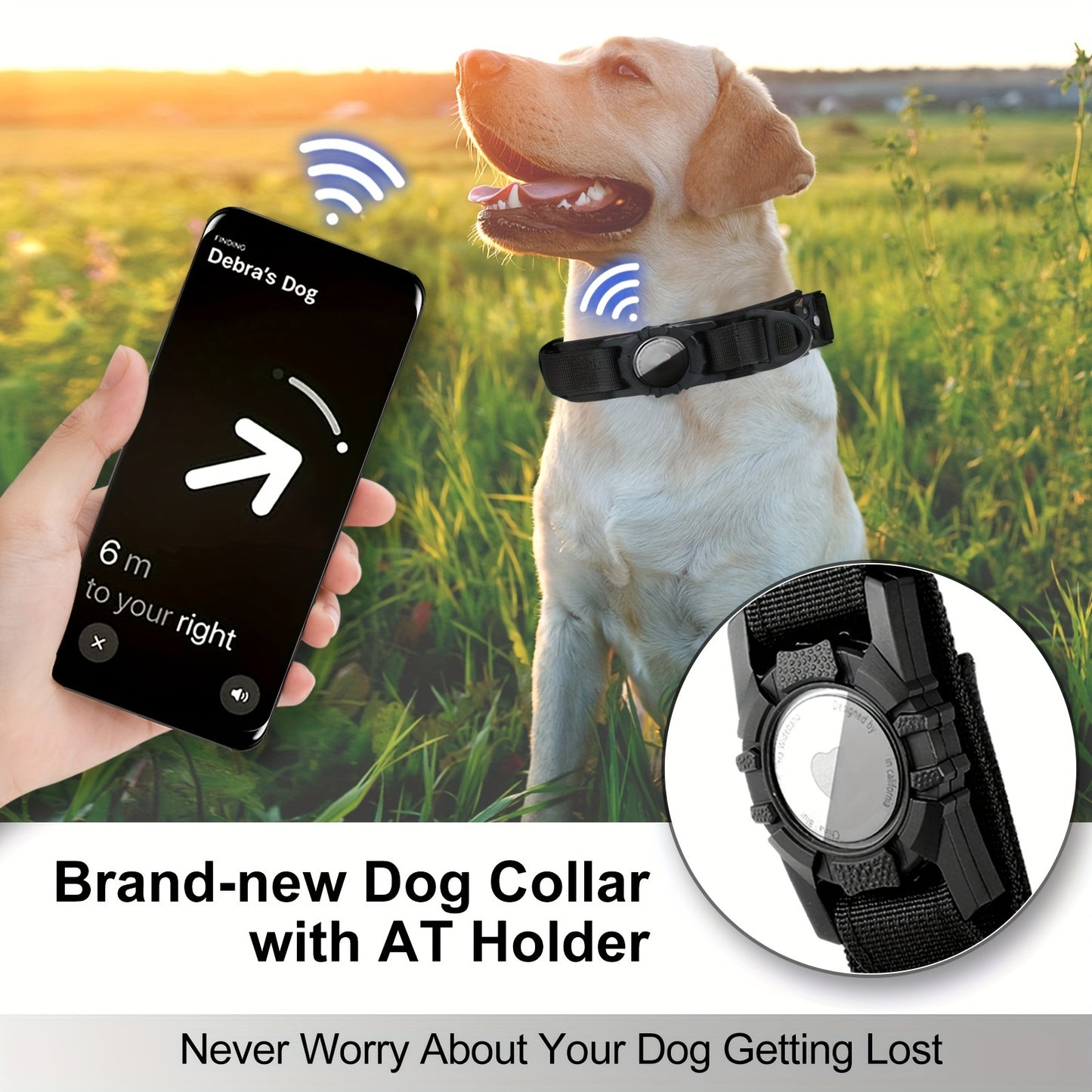 Heavy-Duty Tactical Nylon Dog Collar with GPS Holder