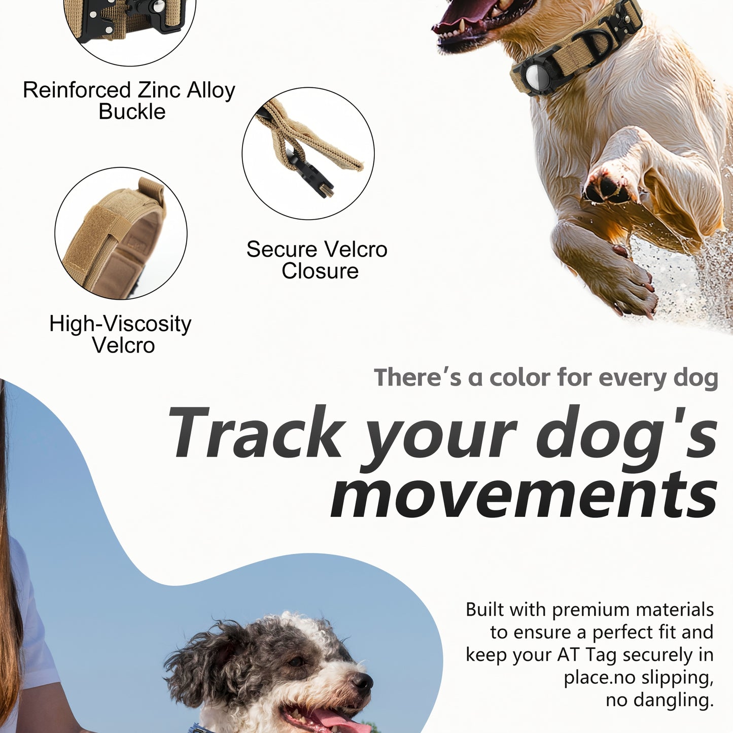 Heavy-Duty Tactical Nylon Dog Collar with GPS Holder