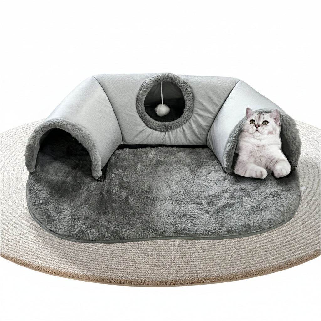 3-in-1 Cat Tunnel Bed & Playhouse